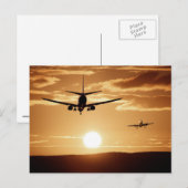 Vliegtuig en zonsondergang briefkaart (Voorkant / Achterkant)