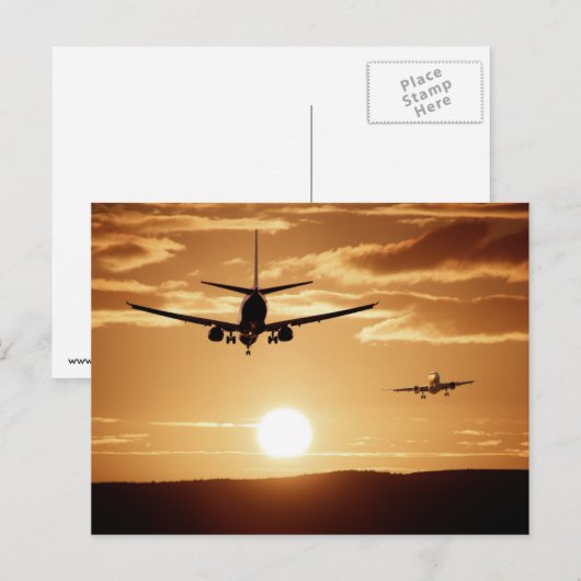 Vliegtuig en zonsondergang briefkaart (Voorkant / Achterkant)