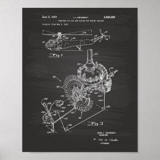 Vliegtuig Engine 1953 Kunstbord voor patenten Poster
