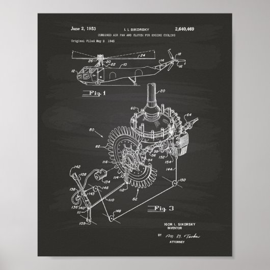 Vliegtuig Engine 1953 Kunstbord voor patenten Poster (Voorkant)
