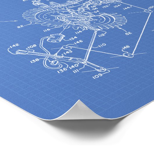 Vliegtuig Engine 1953 — Patent Art Blueprint Poster (Hoek)