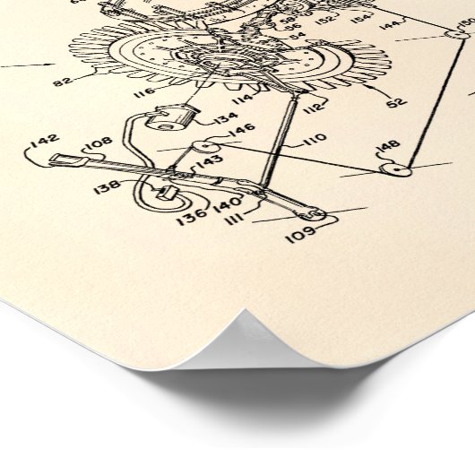 Vliegtuig Engine 1953 Patent Art Old Peper Poster (Hoek)