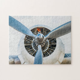 Vliegtuig-engine en blauwe propeller legpuzzel