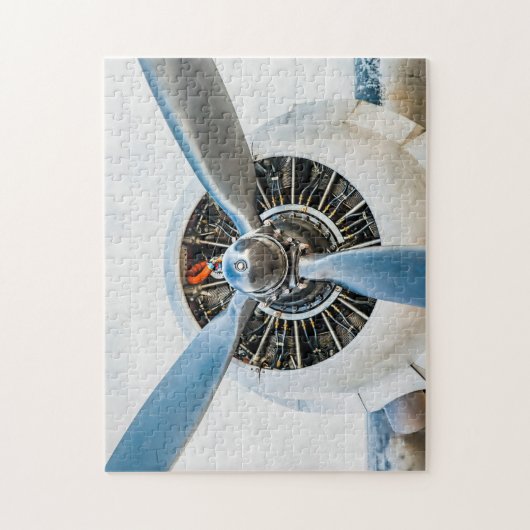 Vliegtuig-engine en blauwe propeller legpuzzel (Verticaal)