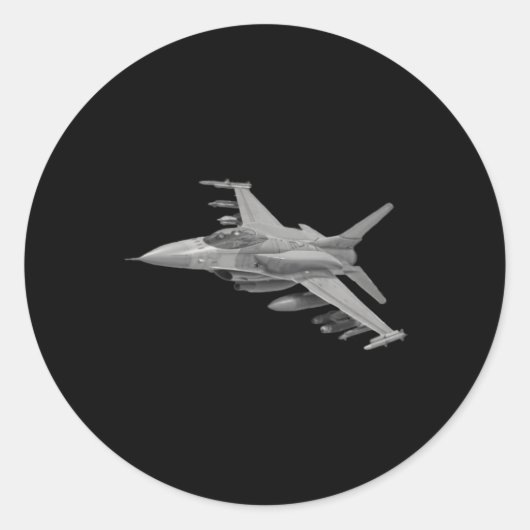 Vliegtuig F16 Fightin Ronde Sticker (Voorkant)