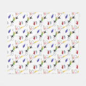 Vliegtuig, fiets, boeken, rood, geel, blauw reizen fleece deken (Voorkant (Horizontaal))