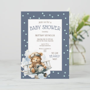 Vliegtuig Flying Blue Beer Baby shower Kaart