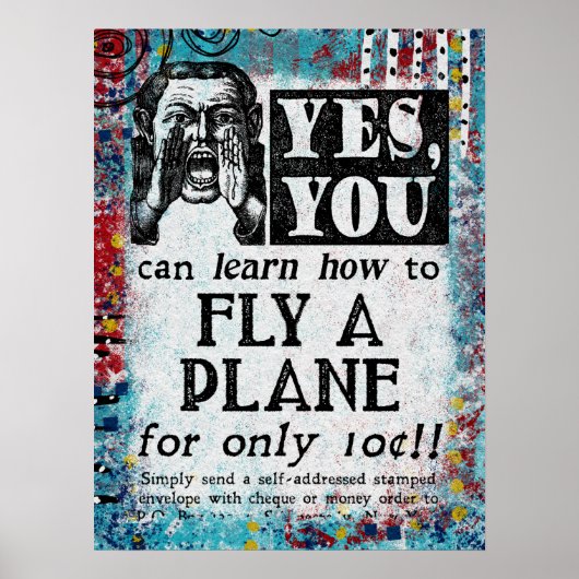 Vliegtuig — Funny Vintage Ad Poster (Voorkant)