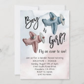 vliegtuig Gender Reveal Party Kaart (Voorkant)