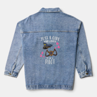 Vliegtuig gewoon een meisje dat graag piloot is denim jacket