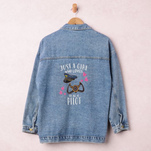 Vliegtuig gewoon een meisje dat graag piloot is denim jacket (Hangar)