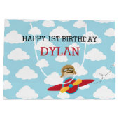 Vliegtuig Gift Bags - Schattigee Piloot in Red Pla Groot Cadeauzakje (Achterkant)