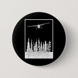 Vliegtuig Grafisch C172 Boven Bomen - Piloot Aanwe Ronde Button 5,7 Cm
