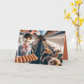 Vliegtuig Grappig konijn gelukkig Pasen Kaart (Gele Bloem)