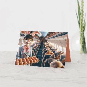 Vliegtuig Grappig konijn gelukkig Pasen Kaart