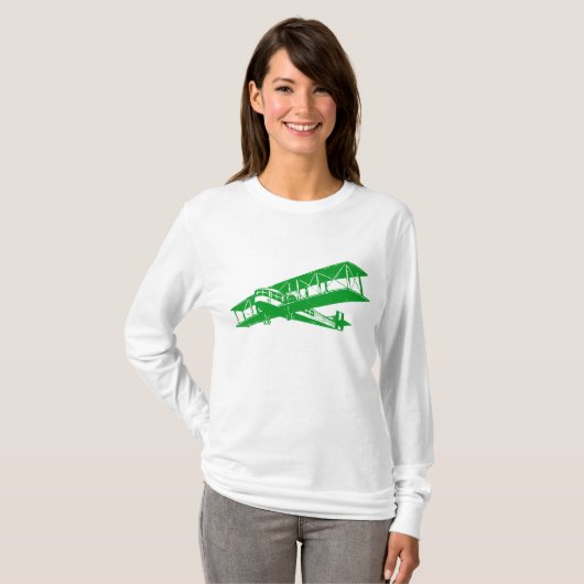 vliegtuig - groen gras t-shirt (Voorkant volledig)