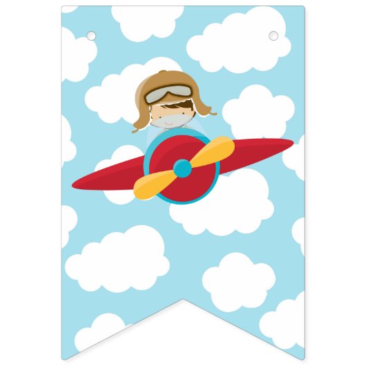 Vliegtuig Happy Birthday Banner Boy Bunting Flags (Eerste vlag)