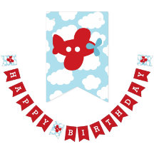 Vliegtuig Happy Birthday Bunting Vlaggen Red Banne