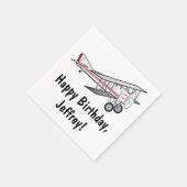 Vliegtuig Happy Birthday Naam Aanpasbaar Servetten (Hoek)