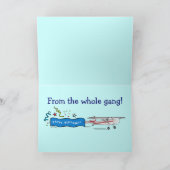 Vliegtuig Happy Birthday van de hele bende Kaart (Binnen)