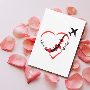 Vliegtuig Hart Ik hou van Mijn Piloot Valentijnsda Feestdagenkaart