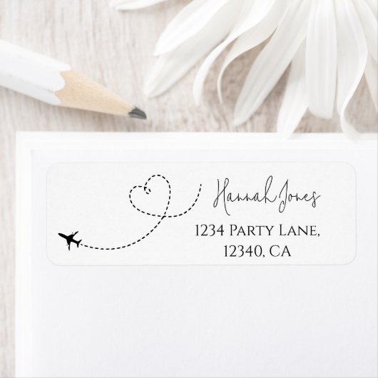 Vliegtuig hart reizen thema Retour Adres Labels (Insitu)