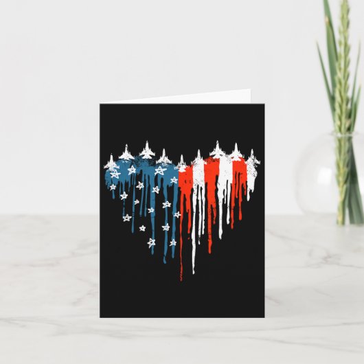 Vliegtuig Hart Rood Wit Blauw Amerikaanse vlag 4e  Kaart (Voorkant)