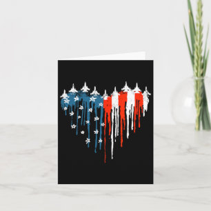 Vliegtuig Hart Rood Wit Blauw Amerikaanse vlag 4e  Kaart