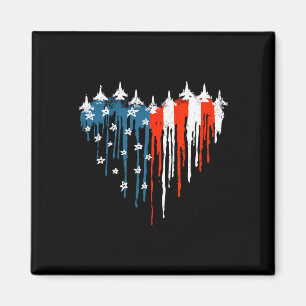 Vliegtuig Hart Rood Wit Blauw Amerikaanse vlag 4e Magneet