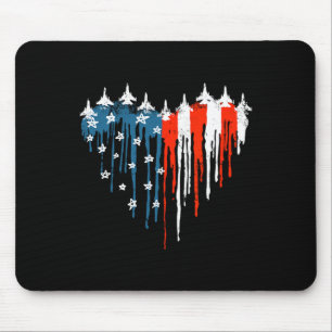 Vliegtuig Hart Rood Wit Blauw Amerikaanse vlag 4e Muismat