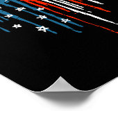 Vliegtuig Hart Rood Wit Blauw Amerikaanse vlag 4e Poster (Hoek)