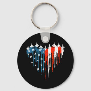 Vliegtuig Hart Rood Wit Blauw Amerikaanse vlag 4e  Sleutelhanger