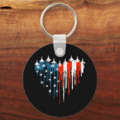 Vliegtuig Hart Rood Wit Blauw Amerikaanse vlag 4e Sleutelhanger (Voorkant)
