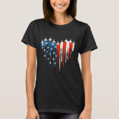 Vliegtuig Hart Rood Wit Blauw Amerikaanse vlag 4e  T-shirt (Voorkant)