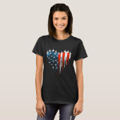 Vliegtuig Hart Rood Wit Blauw Amerikaanse vlag 4e  T-shirt (Voorkant volledig)