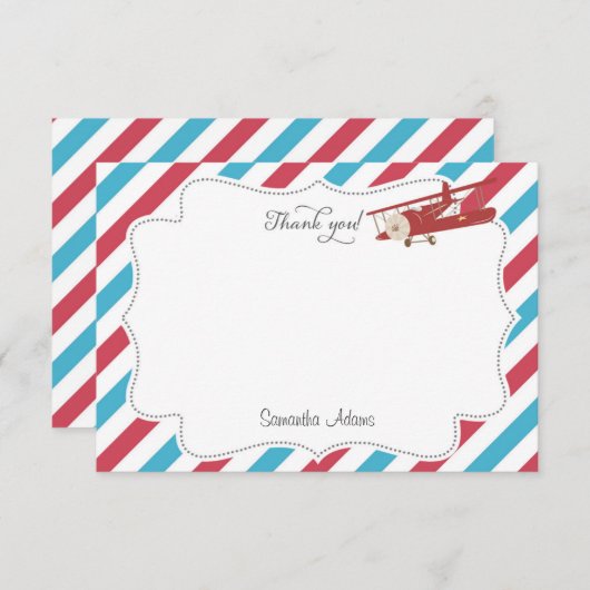  vliegtuig - Hartelijk dank Notitiekaartje (Voorkant / Achterkant)