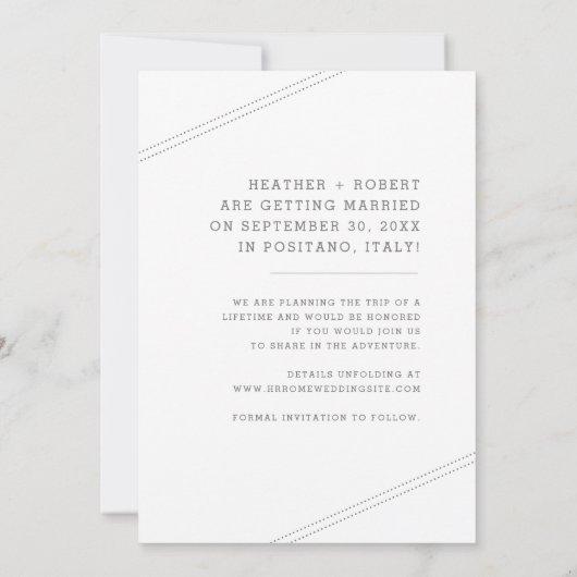 Vliegtuig Heart Monogram Bestemming Weduwfoto Save The Date (Achterkant)