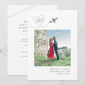 Vliegtuig Heart Monogram Bestemming Weduwfoto Save The Date (Voorkant / Achterkant)