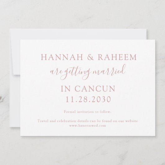Vliegtuig Heart Roos Gold en Navy Blue Destination Save The Date (Achterkant)