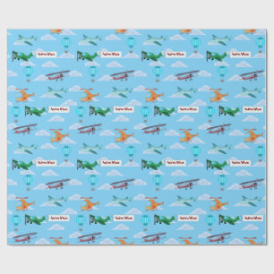 Vliegtuig Helikopter Heteluchtballon Parade  Cadeaupapier