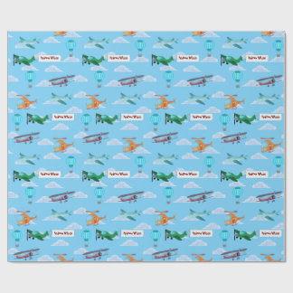 Vliegtuig Helikopter Heteluchtballon Parade  Cadeaupapier