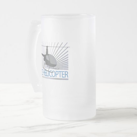 Vliegtuig helikopter matglas bierpul (Voorkant links)