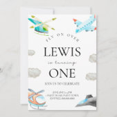 Vliegtuig & Helikopter Verjaardag uitnodiging voor (Voorkant)