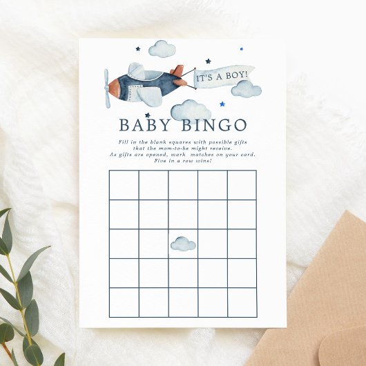 vliegtuig Het is een Baby-bingo-uitnodiging Kaart