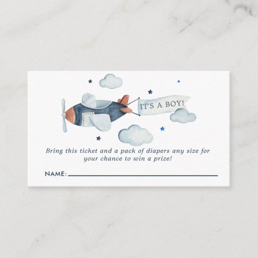 vliegtuig Het is een Baby-luierspoeling. Informatiekaartje (Voorkant)