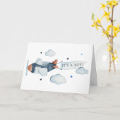 vliegtuig Het is een Baby shower. Dank je wel. Kaart (Gele Bloem)