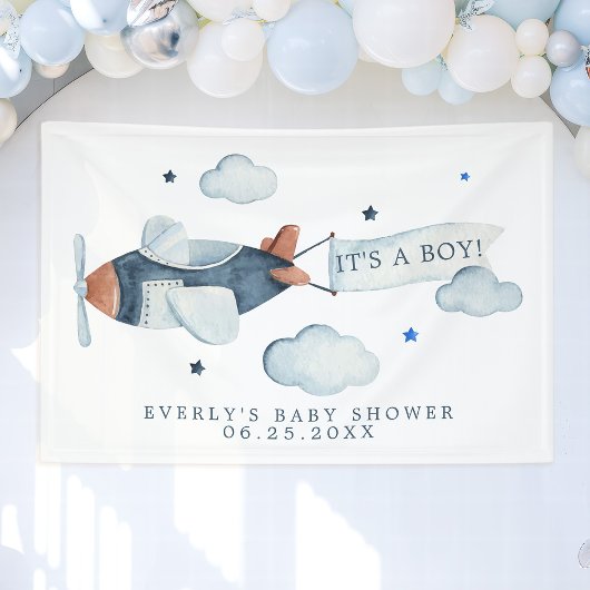  vliegtuig Het is een Baby shower Welkomstwoord Spandoek