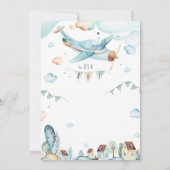 Vliegtuig Het is een Jongen Baby shower Uitnodigin Kaart (Achterkant)