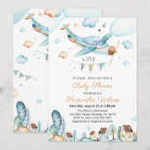 Vliegtuig Het is een Jongen Baby shower Uitnodigin Kaart (Voorkant / Achterkant)