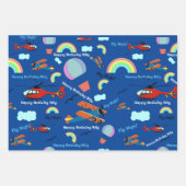 Vliegtuig Hete Luchtballon Toevoegen Naam van de J Inpakpapier Vel (Voorkant 3)